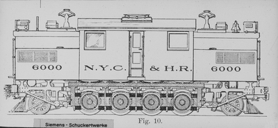 883983 Zijaanzicht van een electrische locomotief van Siemens uit de serie 6000 van de N.Y.C. & H.R.